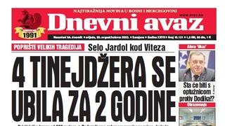 Danas u "Dnevnom avazu" čitajte: 4 tinejdžera se ubila za 2 godine