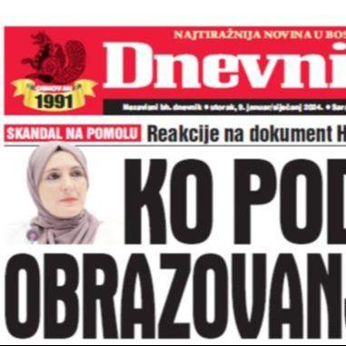 U današnjem "Dnevnom avazu" čitajte: Ko podmeće obrazovanje u KS