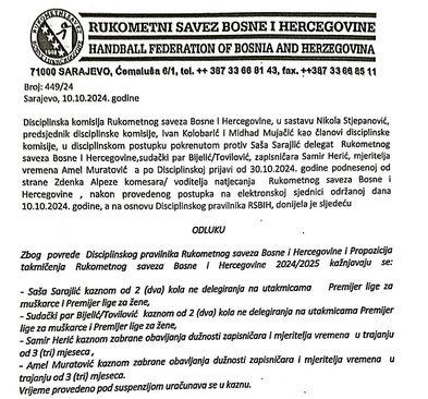 Odluka Disciplinske komisije RS BiH - Avaz