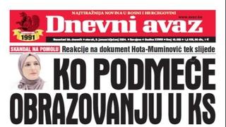 U današnjem "Dnevnom avazu" čitajte: Ko podmeće obrazovanje u KS