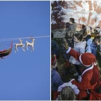 Video / Iznenađenje za sarajevske mališane: Djeda Mrazevi se s krova zgrade spustili do vrtića