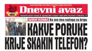 U današnjem "Dnevnom avazu" čitajte: Kakve poruke krije Skakin telefon?