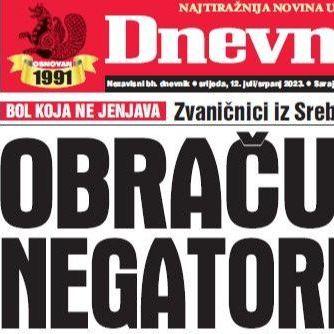 U današnjem "Dnevnom avazu" čitajte: Obračun s negatorima