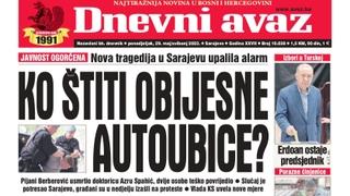 Današnji "Dnevni avaz": Ko štiti obijesne autoubice?