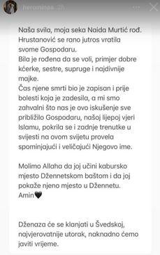 Objava Emine Fajić - Avaz