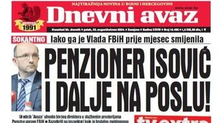 U današnjem "Dnevnom avazu" čitajte: Penzioner Isović i dalje na poslu!