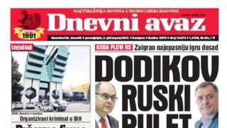 U današnjem "Dnevnom avazu" čitajte: Dodikov ruski rulet 