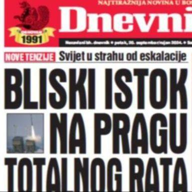 U današnjem "Dnevnom avazu" čitajte: Bliski istok na pragu totalnog rata