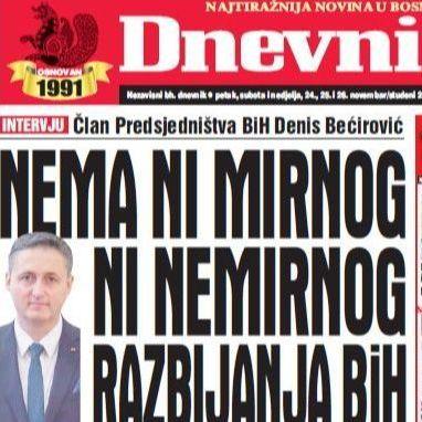 U trobroju "Dnevnog avaza" čitajte: Nema ni mirnog ni nemirnog razbijanja BiH