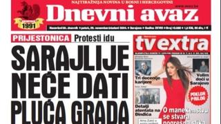 U današnjem "Dnevnom avazu" čitajte: Sarajlije neće dati pluća grada