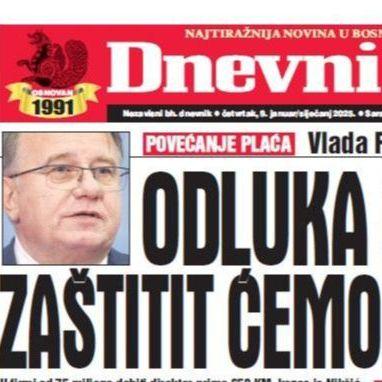 U današnjem "Dnevnom avazu" čitajte sve o uredbi Vlade FBiH o povećanju minimalne plaće