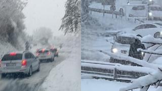 Nove snježne padavine, novi problemi: Na Ostrošcu blokiran saobraćaj, brojna vozila zaglavljena