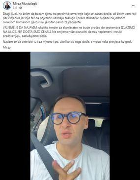 Objava Mirze Mustafagića na Facebooku - Avaz