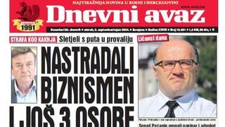 U današnjem "Dnevnom avazu" čitajte: Nastradali biznismen i još 3 osobe