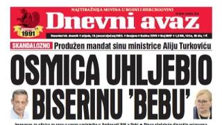 Danas u "Dnevnom avazu" čitajte: Osmica uhljebio Biserinu "bebu"