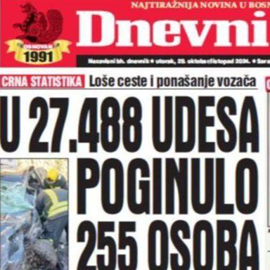 U današnjem "Dnevnom avazu" čitajte o crnoj statistici: Koliko je ljudi poginulo u saobraćajnim nesrećama