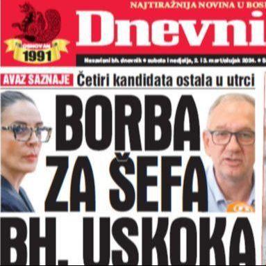 U dvobroju "Dnevnog avaza" čitajte: Borba za šefa bh. USKOKA