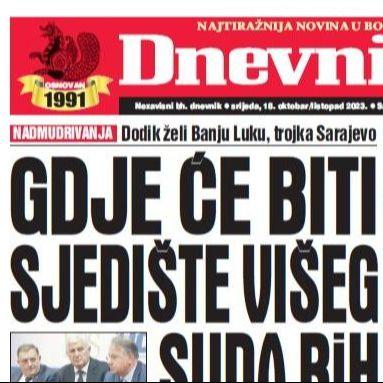 Danas u "Dnevnom avazu" čitajte: Gdje će biti sjedište Višeg suda BiH