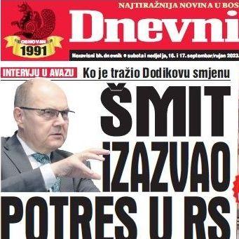 U dvobroju "Dnevnog avaza" čitajte: Šmit izazvao potres u RS