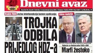 U današnjem "Dnevnom avazu“ čitajte kako je trojka odbila prijedlog HDZ-a o Južnoj interkonekciji