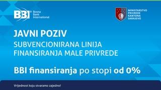 BBI banka objavila Javni poziv o liniji poticajnih finansiranja namijenjenih malim preduzećima