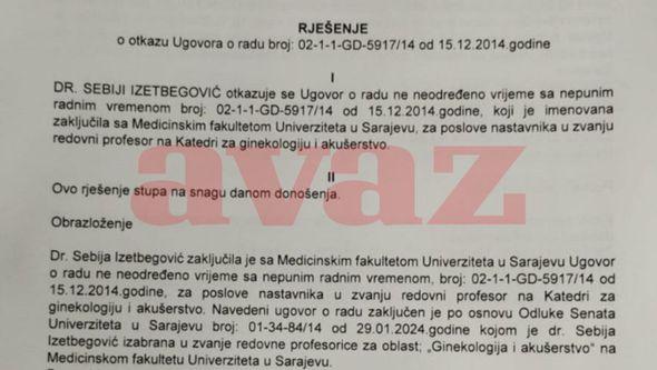 Rješenje koje će biti uručeno Sebiji Izetbegović - Avaz