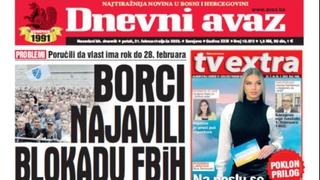 U današnjem "Dnevnom avazu" čitajte: Borci najavili blokadu FBiH, ovo su njihovi zahtjevi