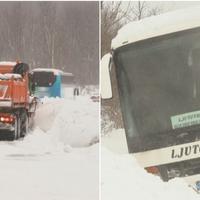 Haos kod Bihaća zbog snijega: Zaglavljeni ralica i autobus na putu prema Kulen-Vakufu