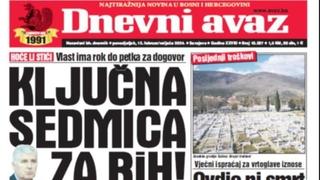 Danas u "Dnevnom avazu" čitajte: Ključna sedmica za BiH