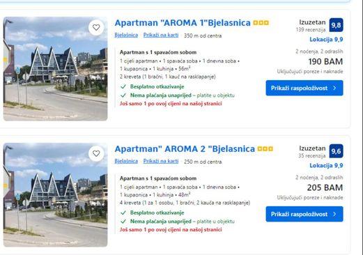 Apartmani dostupni na Bookingu - Avaz