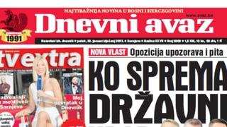 Danas u "Dnevnom avazu" čitajte: Ko sprema državni udar