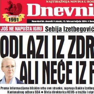 Danas u "Dnevnom avazu" čitajte: Odlazi iz zdravstva, ali neće iz politike!?