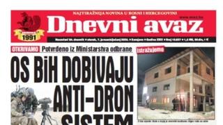 U današnjem "Dnevnom avazu" čitajte sve o anti-dron sistemu koji dobivaju Oružane snage BiH