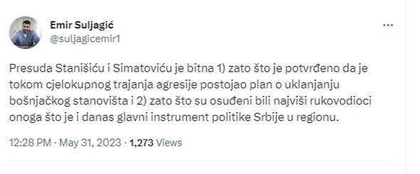 Objava Suljagića - Avaz