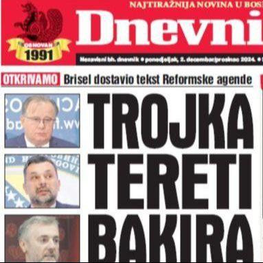 U današnjem "Dnevnom avazu" čitajte: Trojka tereti Bakira