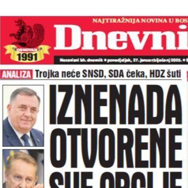 U današnjem "Dnevnom avazu" čitajte analizu političke scene u BiH: Iznenada otvorene sve opcije