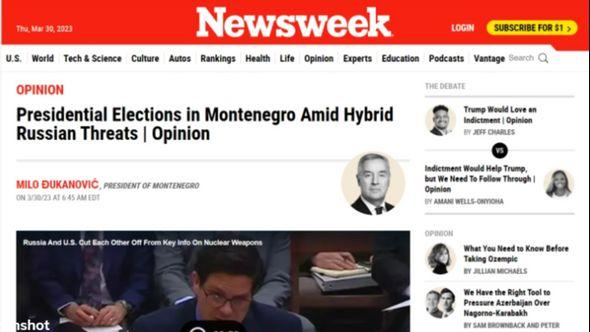 Tekst Đukanovića za Newsweek - Avaz