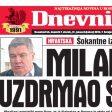 Danas u "Dnevnom avazu" čitajte: Milanović uzdrmao svijet!