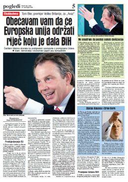 Intervju sa Tonijem Blerom objavljen u "Dnevnom avazu" 2006. godine - Avaz