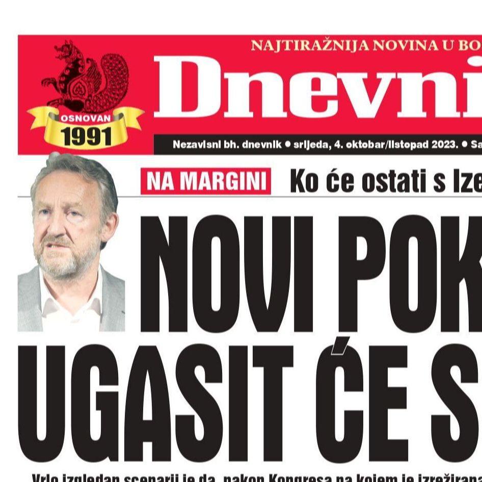 Danas u "Dnevnom avazu" čitajte: Novi pokret ugasit će SDA?