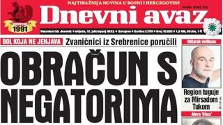 U današnjem "Dnevnom avazu" čitajte: Obračun s negatorima