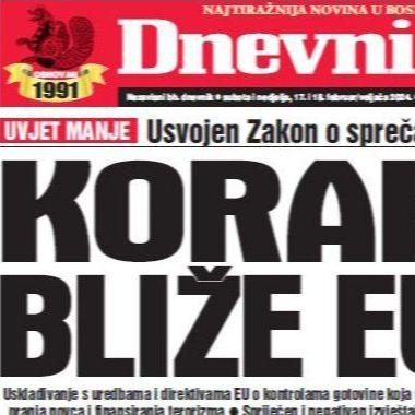 U dvobroju "Dnevnog avaza" čitajte: Korak bliže EU