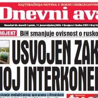 U današnjem "Dnevnom avazu" čitajte o Zakonu o Južnoj interkonekciji