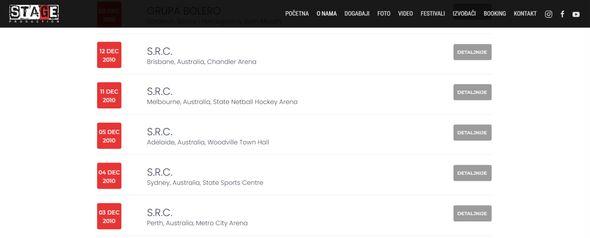 Ovi datumi iz decembra 2010. sa stranice "Stage Production" nestali poslije novinarskog upita - Avaz