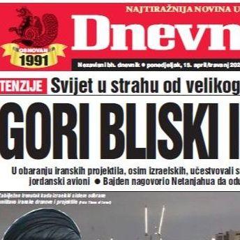 U današnjem "Dnevnom avazu" čitajte: Gori Bliski istok