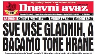 U današnjem "Dnevnom avazu" čitajte: Sve više gladnih, a bacamo tone hrane