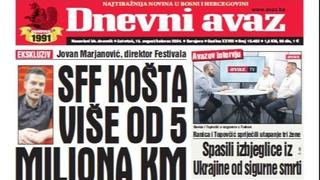 U današnjem "Dnevnom avazu" čitajte: SFF košta više od 5 miliona KM