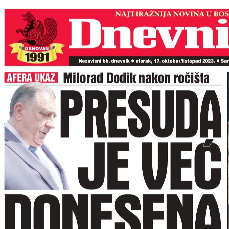 U današnjem "Dnevnom avazu" čitajte: Presuda je već donesena