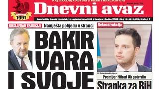 U današnjem "Dnevnom avazu" čitajte: Bakir vara i svoje 