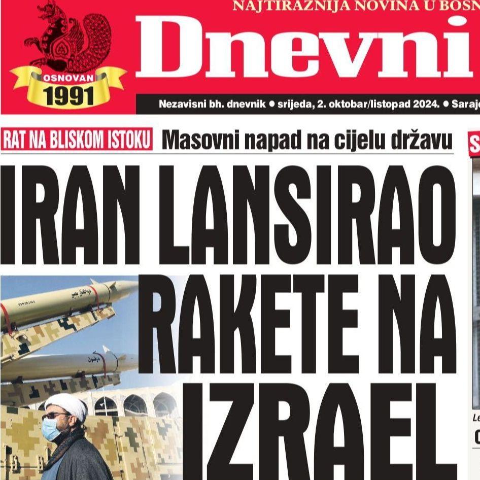 U današnjem "Dnevnom avazu" čitajte sve o iranskom napadu na Izrael